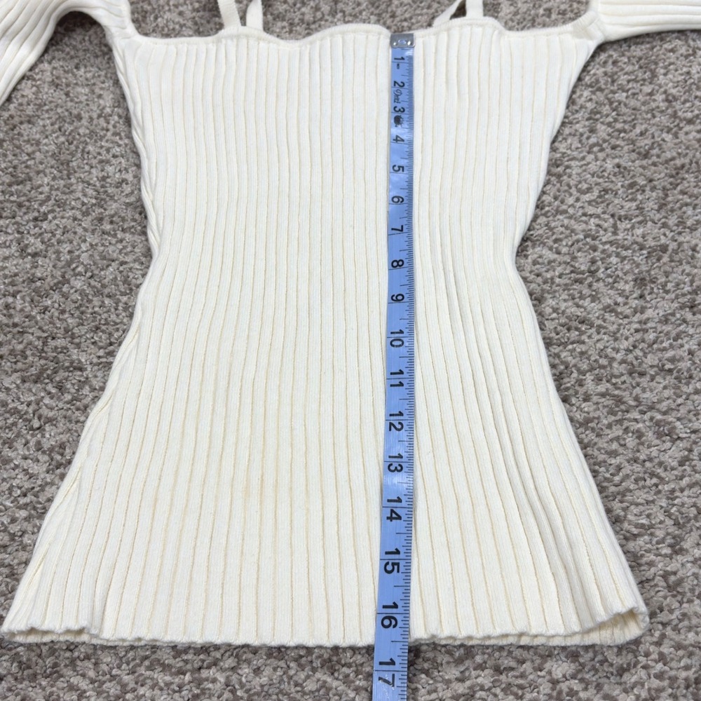 ANNA QUAN Bonnie Rib Knit‎ Top Cold Shoulder Long Sleeve Feminine Cream 14/US10 - Picture 7 of 7